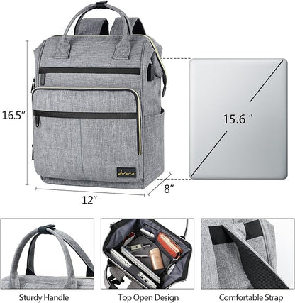 Laptop Backpack for Women and Men 16.5" Waterproof College Bag With USB Port, RFID Pocket, Waterproof, Travel Work Backpack, Anti-theft College Backpack (Grey)