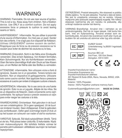 FORTEM Seat Cushion and Lumbar Support for Office Chair, Desk Chair Cushion, Memory Foam Office Chair Cushion, Non Slip Sitting and Back Pillow for Gaming, Car Seat Cushion, Chair Pad