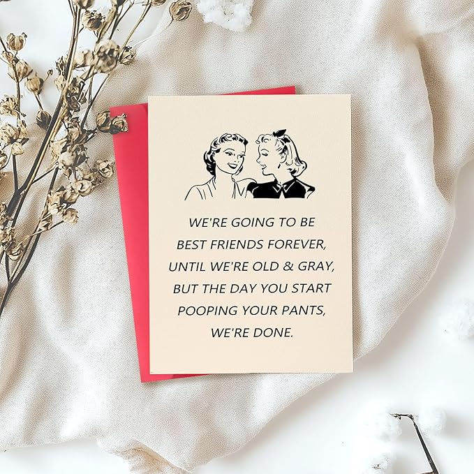 Funny Birthday Card Gift for Best Friend, Humor Friendship Card for Women Her, Sweet Birthday Friendship Gifts Cards for Bestie Sister Bestfriend