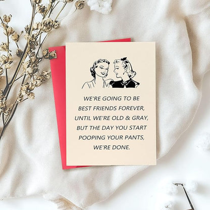Funny Birthday Card Gift for Best Friend, Humor Friendship Card for Women Her, Sweet Birthday Friendship Gifts Cards for Bestie Sister Bestfriend