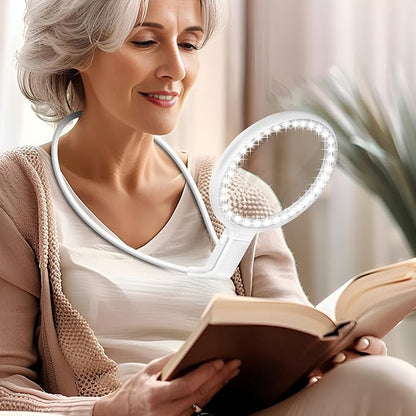 10X Lighted Magnifying Glass, Flexible Gooseneck Magnifier with 36 LED Light, 3 Light Modes, 5.2 Inch Lighted Magnifying Glass Hands Free for Seniors Sewing (White)