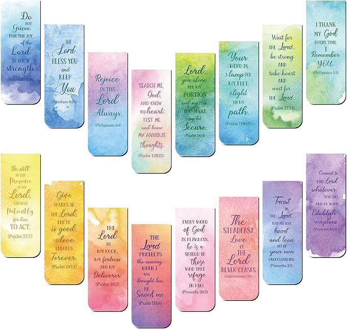 48 Pcs Bible Verse Magnetic Bookmarks Inspirational Scripture Christian Book Markers Religious Motivational Encouragement Flower Page Clips Presents for Women School Office Supplies