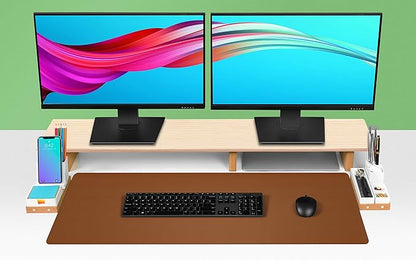 Aothia Leather Desk Pad Protector, Mouse Pad, Office Desk Mat, Non-Slip PU Leather Desk Blotter, Laptop Desk Pad, Waterproof Desk Writing Pad for Office and Home (Brown,36" x 17")