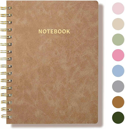 Spiral Notebook College Ruled Soft Cover Suede Aesthetic Note book 160 Pages 8.5" x 6.34" For Work Note taking,Journals For Writing School Office With Double-Sided Pocket,100GSM Thick Paper