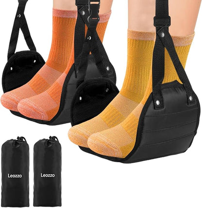 Airplane Foot Hammock Travel Footrest, Leozzo Essentials Airplane Foot Rest to Relax Your Feet, 2 Pack Foot Hammock for Plane Travel,Travel Accessories,Airplane Essentials (Stripe)