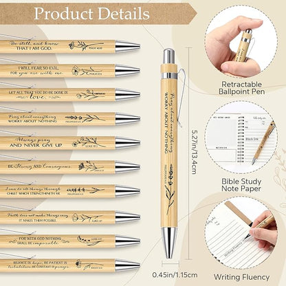 100 Pcs Bible Verse Spiral Notebook with Bamboo Christian Ballpoint Pens Aesthetic Religious Notepads Inspirational Journals Easter Christian Gifts for Women Men Office (Special Style)