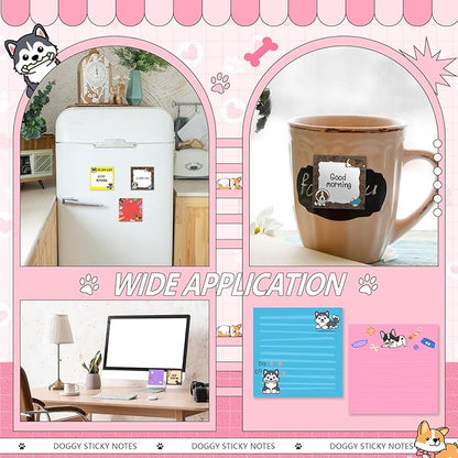 9 Pads Cute Sticky Notes Cartoon Animal Self Stick Notepads 3x3 Inches Notes Adhesive Memo Pad Office Decor Gifts for Students School Office Meeting (Dog)