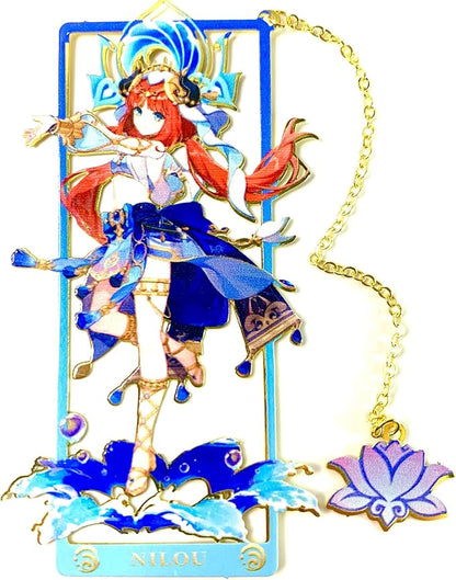 Metal Bookmarks - Genshin Impact Nilou Brass Bookmarks with 3D Display Box for Women Men Sisters Friends - Ideal Birthday Gifts for Book Lovers