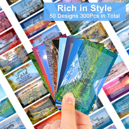 300 Pcs 50 Styles Prayer Cards Bible Verse Card Double-Side Scripture Inspirational Cards Motivational Encouraging Christian Cards for Women Men Mini Business Easter Religious Christian Gifts