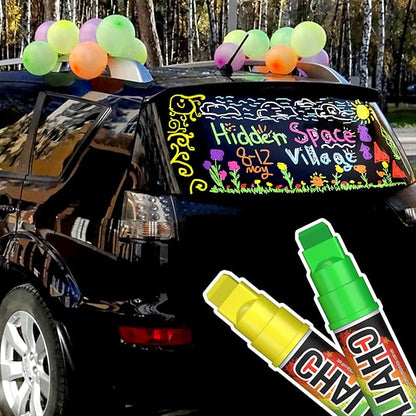 Window Chalk Markers for Cars Washable: 8 Colors Jumbo Liquid Chalk Marker with 10mm Thick Tips, Big Chalkboard Markers, Car Window Paint Markers Pen for Glass, Auto, Bistro, Mirror, Poster, Business
