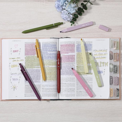 Mr. Pen- Aesthetic Highlighters and Gel Pens, 10 Pack, Vintage Color Bible Highlighters No Bleed, Black Ink Gel Pens, Highlighter Pens, No Bleed Highlighters for Bibles, Gel Pens