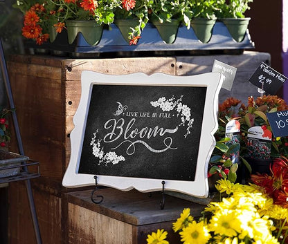 Small Chalkboard Sign with Easel (11x13) + White Liquid Chalk Marker | Hanging or Freestanding Framed Chalkboard with Hand Crafted Sweetheart Frame - Multipurpose | Small Chalkboard Sign