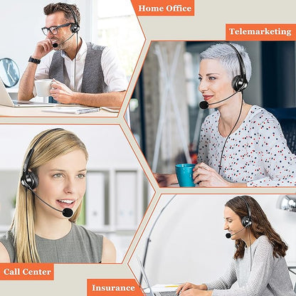 Phone Headset with Microphone Noise Cancelling, Call Center Telephone Headset with RJ9 Jack, Work for Avaya 1408 9508 1416 Shoretel 230 480 Mitel 5220 Polycom NEC Allworx Zultys Aastra Landline Phones