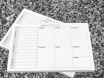 Weekly TO DO List Notepads (2 Pack, 50 Pages Each) Task Pad Planner w/Daily Checklist, Priority ToDo & Note Sections. Desk Notebook Pad to Organize Office. 8.5 X 5.5, A5 Sheets. Made in the USA.