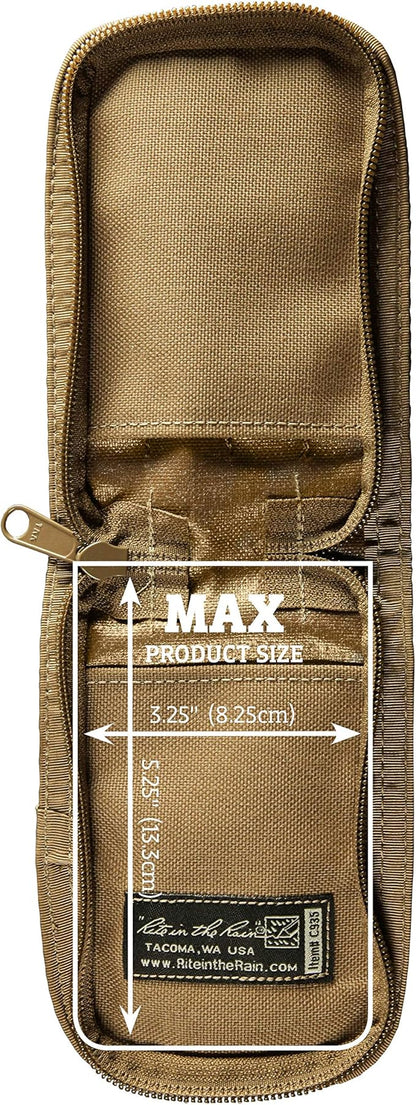 Rite In The Rain Weatherproof CORDURA Fabric Notebook Cover, 3" x 5", Tan Cover (No. C935)
