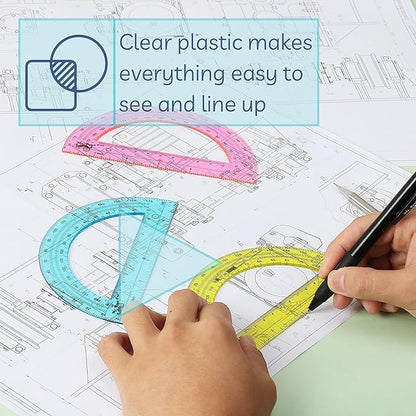 Mr. Pen- Plastic Protractors, 3 Pack, 6 Inch, 180 Degrees, Colorful Protractor for Geometry, Math Protractor, Protractor for Kids, Geometry Protractor, Colored Protractor