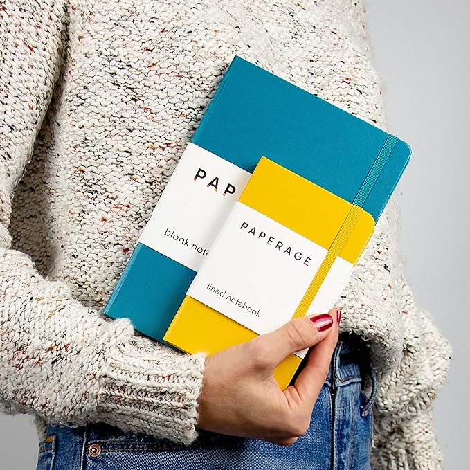 PAPERAGE Lined Pocket Journal Notebook, 3 Pack, (Navy, Light Grey, Burgundy), 160 Pages, Small, 3.6 inches x 5.6 inches - 100 GSM Thick Paper, Hardcover