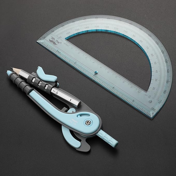 Mr. Pen- Compass and Protractor Set, Sky Blue, Compass Geometry Tool, Protractor and Compass Set, Compass Drawing Tool, Drawing Compass, Geometry Compass, Math Compass for Geometry