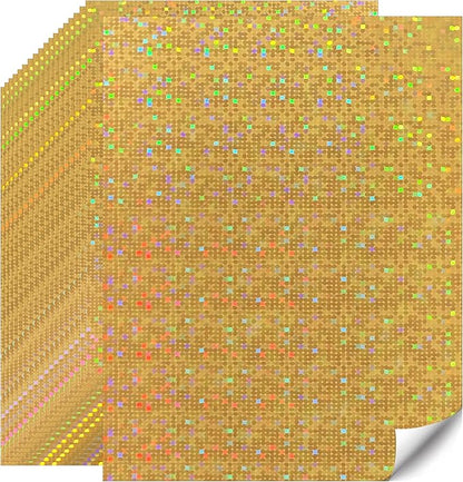 20 Sheetsgold glitter Iridescent cardstock Paper,Gold Foil Cardstock Paper8.5" x 11", Die Cut and Plotter Compatible - Perfect for Card Making, Invitations & Decorations ﻿