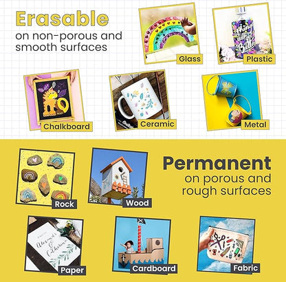 5 Gold Chalkboard Chalk Markers - Gold Dry Erase Markers for Blackboard, Chalkboard Signs, Windows, Glass | Variety Pack - Fine & Jumbo Size Ink Pen (1mm, 3mm, 6mm, 10mm, 15mm)