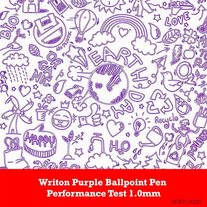 Writon Retractable Ballpoint Pens, Triangle Grip and Barrel, 1.0mm Medium Point, Purple Ink, 12 Pack