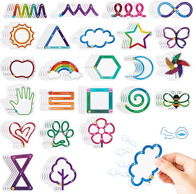 H1vojoxo 120PCS Breath Anxiety Sensory Stickers Tactile Deep Breathing Stickers for Kids Adult Anti Stress Textured Fidget Stickers for Anxiety Sensory Stickers Different Texture for Phone
