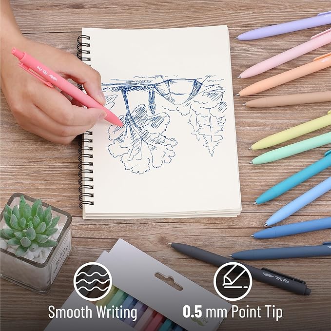 Mr. Pen- Retractable Gel Pens, 12 Pack, Blue Ink, Celestial Color Barrels Gel Pens, Gel Pens Fine Point 0.5mm, Retractable Pens, Cute Pens, Gel Ink Pens, Aesthetic Pens for Journaling Fine Tip Pens