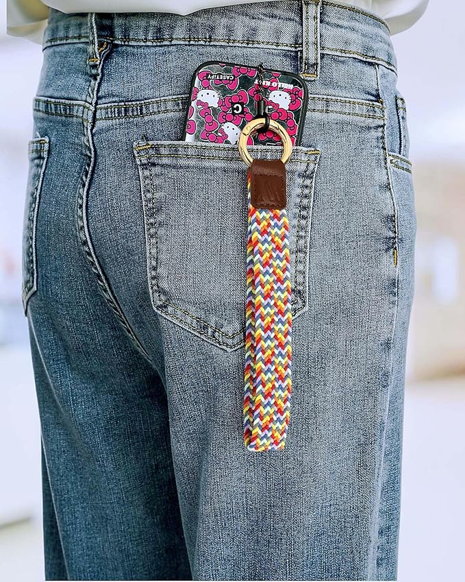 Wristlet Keychain for Women Stretchy Wrist Keychain Lanyard for Phone Case Wallet Id Card Badges (Candy)