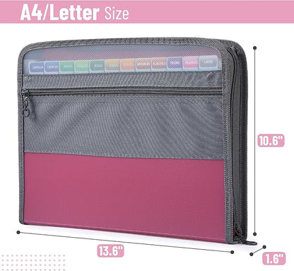 Mr. Pen- Accordion File Organizer, 13 Pockets, Pink, Document Organizer, Expanding File Folder Organizer, Accordion Folders for Documents, Accordian Folder, Accordian File Organizer