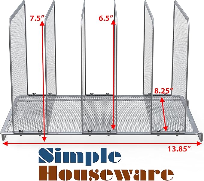 Simple Houseware 5 Section Upright File Sorter Organizer, Silver - 2 Pack
