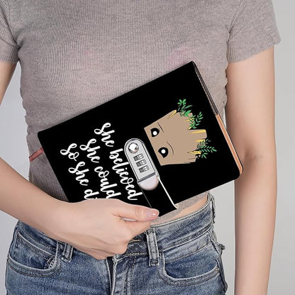 Funny Groot Gifts Leather Combination Lock Notebook Always Remember You’re Braver Than You Believe Leather Locked Journal Notebook Birthday Gifts for Daughter Son (she believed)