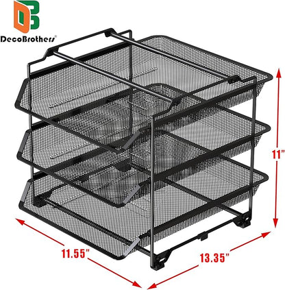 DecoBrothers Stackable Letter Tray Paper Organizer, 3 Tier, Black