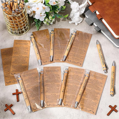 25 Sets Religious Bible Verse Gifts Bulk Christian Bookmarks Inspirational Bamboo Pens Easter Gifts for Men Women Sunday School Church Activities