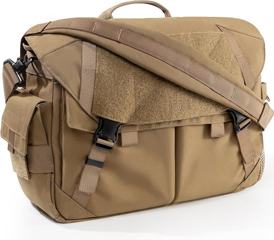 Crossbody Bag for Men and Women, Tactical Style Shoulder Bags, Laptop Messenger Bag Satchel Briefcase, for Work Travel Outdoor - Brown