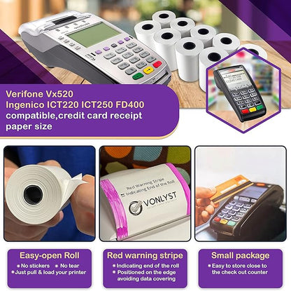 Thermal Paper Roll 2 1/4 X 55 for Verifone Vx520 Ingenico ICT220 ICT250 FD400 (10 rolls)