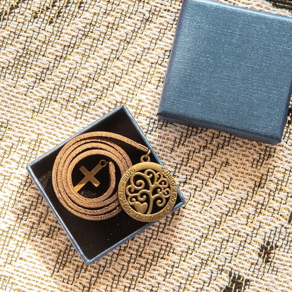 Bookmarks, Handmade Retro Cross Tree of Life Bible Bookmark with Long Leather Straps, Christian Saint Book Mark, Ideal Christian Gift (Style 15)