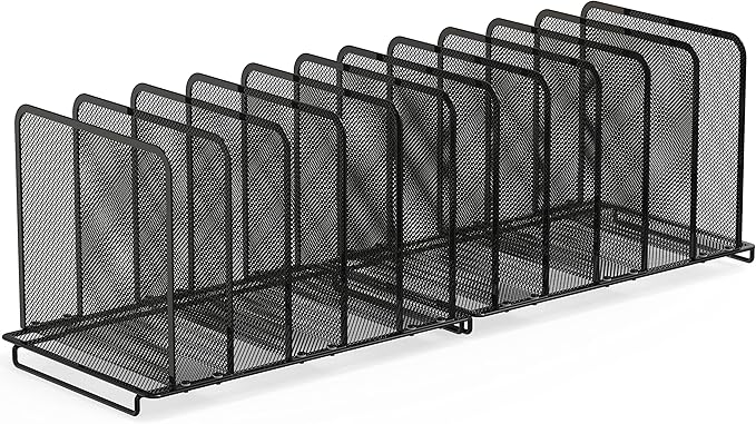 Simple Houseware 5 Section Upright File Sorter Organizer, Black - 2 Pack