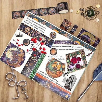 Washi Tape Set 29 Rolls, Magic Themed Decorative Paper Tapes for Journaling, Scrapbooking Supplies, Planners,DIY Crafts,Gift Wrapping