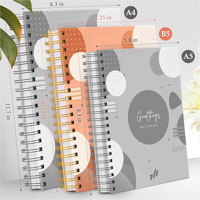 Hardcover Spiral Journal, 10.25" x 7.25", 300-Page Large College-Ruled Notebook for Women, Ideal for Writing, Journaling, Note-Taking, Work, School