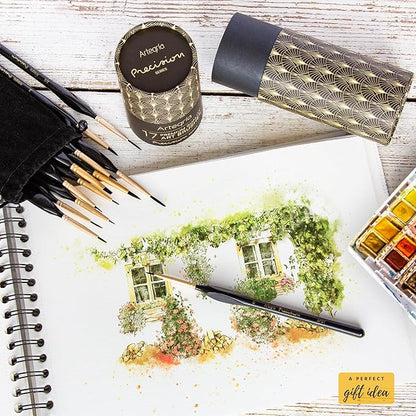 ARTEGRIA Detail Paint Brush Set, 17 Miniature Brushes with Fine Tips and Ergonomic Handles, for Small Scale Models, Figurines, Warhammer 40k, DND, Paint by Numbers for Adults