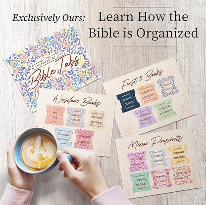 Bloom Beauty Bible Tabs for Women – Soul Nourishing Book Summaries – 66 Peel-and-Stick Large Print Laminated Bible Tabs | Bible Study Supplies Gold, Journaling Accessories, Gifts, the Shepherd of Life