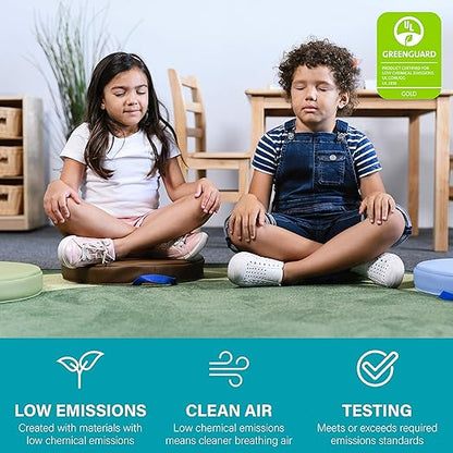 Factory Direct Partners SoftScape 15 inch Round Classroom Floor Cushions with Handles; Flexible Seating for Daycare, Preschool, Playroom; 2 inch Thick Deluxe Foam (6-Piece) - Earthtone, 11232-ET