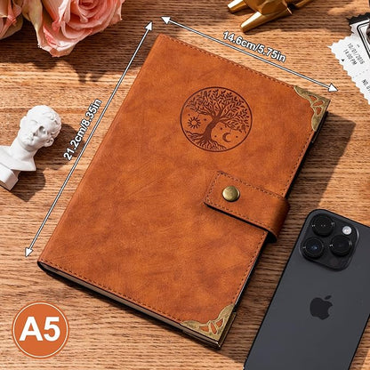 Tree of Life Journal for Women Journals for Writing 260 Lined Pages Hardcover Leather Journal Notebooks for Men, 5.7”x8.3”, Blue