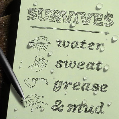 Rite in the Rain Weatherproof Side Spiral Kit: Tan CORDURA® Fabric Cover, 4.625" x 7" Green Notebook, and Weatherproof Pen (No. 973-KIT)