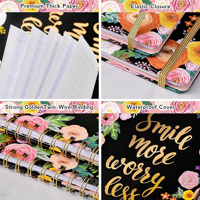 Frasukis Ruled Journal/Notebook- Lined Journal, 8.5" X 6.4", Ruled Spiral Notebook/Journal, Banded with Waterproof Hardcover, Journal for Women, Exquisite Inner Pocket for School, Office & Home