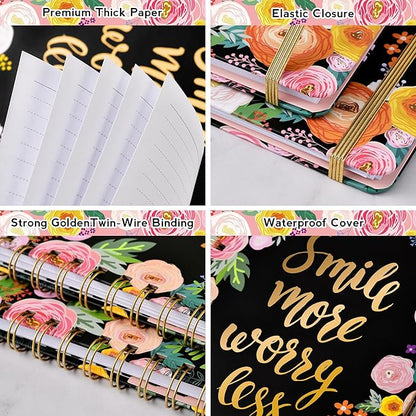 Frasukis Ruled Journal/Notebook- Lined Journal, 8.5" X 6.4", Ruled Spiral Notebook/Journal, Banded with Waterproof Hardcover, Journal for Women, Exquisite Inner Pocket for School, Office & Home