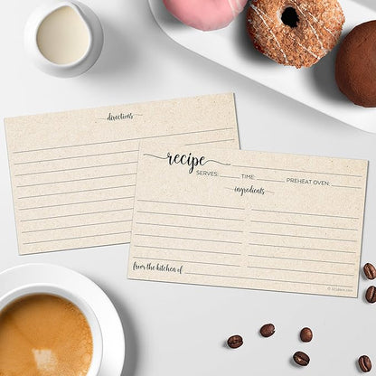 321Done Small Rustic Recipe Cards (Set of 50) From the Kitchen Of 3x5 Kraft Tan Minimalist for Wedding, Bridal Shower Double-Sided - Made in USA