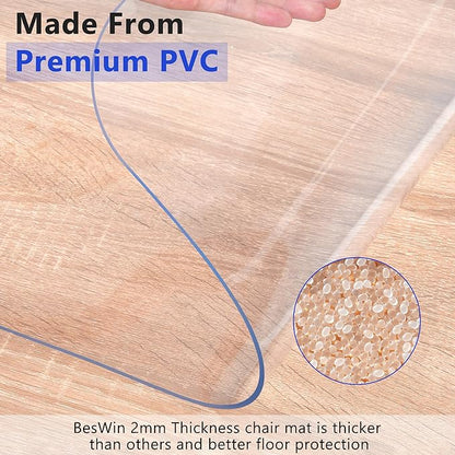 Office Chair Mat for Hardwood Floor, 36"×47" Fully Clear Desk Chair Mat for Rolling Chairs, 2mm Heavy Duty Floor Protector Mat for Home Office, Easy Glide, Flat Without Curling
