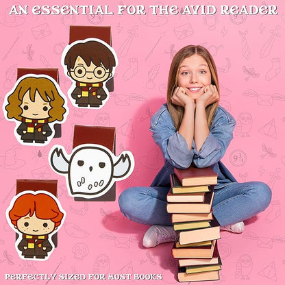 Harry Potter Magnetic Bookmarks Page Clip School University for Kids Teens Women Stocking Stuffers Gifts for Readers Xmas Gifts (Multi 4 Pack)