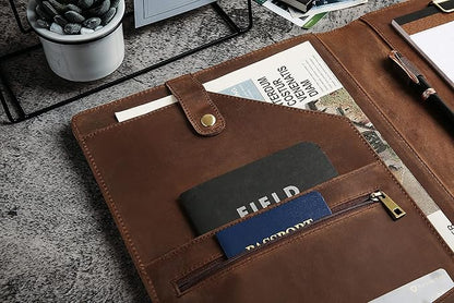 Personalized Leather Portfolio for Men, Engraved Leather Clipboard Portfolio Binder, Custom Leather Padfolio Leather Legal Portfolio, Christmas Gift for His/Her (Clipboard, Khaki-Standard)